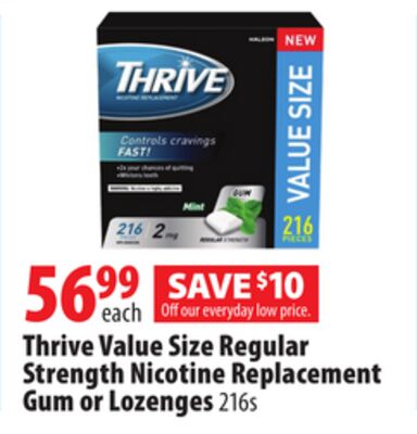 Thrive Value Size Regular Strength Nicotine Replacement Gum or Lozenges