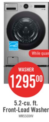 LG 5.2 Cu. Ft. Smart Front-Load High-Efficiency Steam Washer - Graphite Steel - Stackable - WM5500HV…