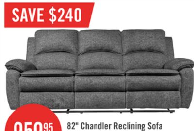 Chandler 82" Chenille Fabric Reclining Sofa - Grey