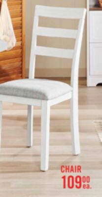 Bryn Dining Chair with Fabric Seat, Slat-Back – White and Grey