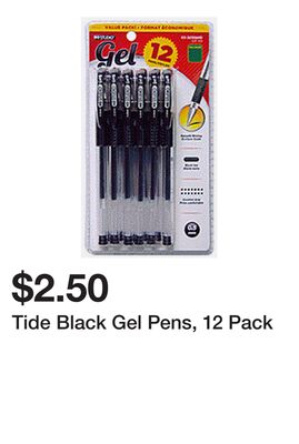 Tide Black Gel Pens, 12 Pack