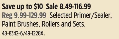 Selected Primer/Sealer, Paint Brushes, Rollers and Sets