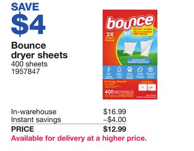 Bounce dryer sheets