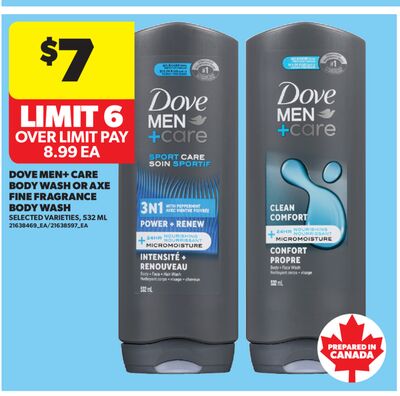 DOVE MEN + CARE BODY WASH OR AXE FINE FRAGRANCE BODY WASH, 532 ML
