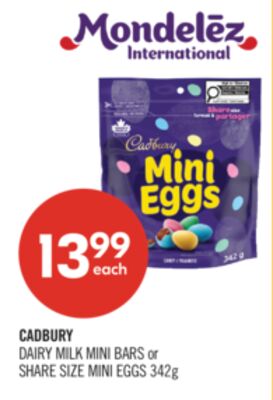 CADBURY DAIRY MILK MINI BARS OR SHARE SIZE MINI EGGS