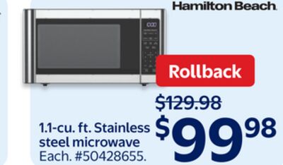 Hamilton Beach 1.1-cu. ft. Stainless steel microwave