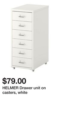 HELMER Drawer unit on casters, white