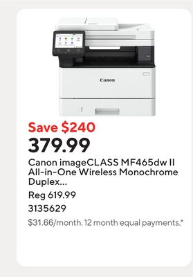Canon imageCLASS MF465dw II All-in-One Wireless Monochrome Duplex Laser Printer - White