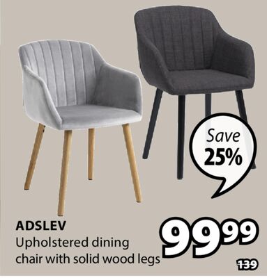 Adslev Upholstered dining chair with solid wood legs