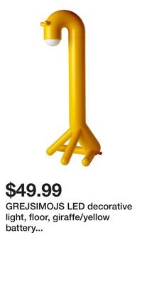 GREJSIMOJS LED decorative light, floor, giraffe/yellow battery operated