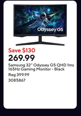 Samsung 32" Odyssey G5 QHD 1ms 165Hz Gaming Monitor - Black