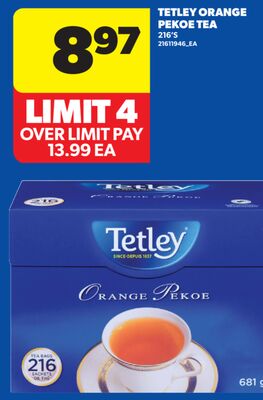 TETLEY ORANGE PEKOE TEA, 216' S