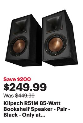 Klipsch R51M 85-Watt Bookshelf Speaker - Pair - Black - Only at Best Buy