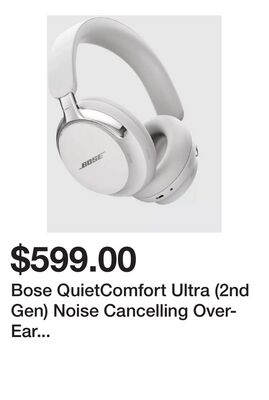 Bose QuietComfort Ultra (2nd Gen) Noise Cancelling Over-Ear Wireless Bluetooth Headphones with Mic/Remote - White Smoke