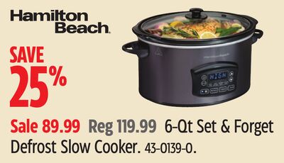 Hamilton Beach 6-Qt Set & Forget Defrost Slow Cooker