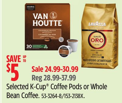 Selected K-Cup® Coffee Pods or Whole Bean Coffee.