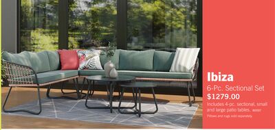 Kort & Co. Ibiza 6-Piece Outdoor Patio Sectional with 4-Piece Sectional & 2 Tables - Hand-Woven Resin Wicker, UV & Weather Resistant - Dark Grey/Natural/Green