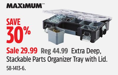 Maximum Extra Deep, Stackable Parts Organizer Tray with Lid