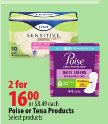 Poise or Tena Products