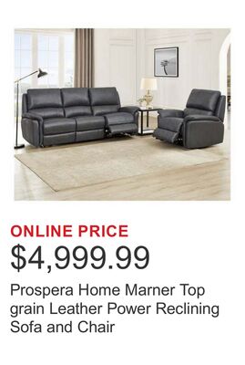 Prospera Home Marner Top grain Leather Power Reclining Sofa and Chair