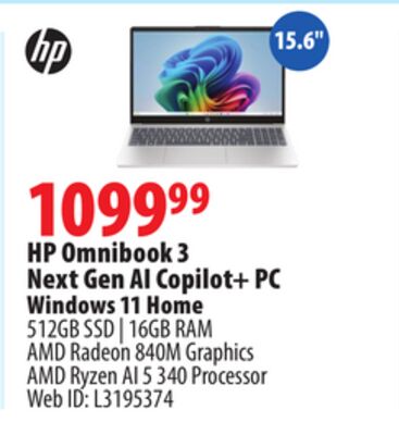 HP 15.6" Omnibook 3 Next Gen AI Copilot+ PC Windows 11 Home