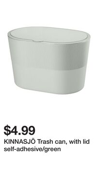 KINNASJÖ Trash can, with lid self-adhesive/green