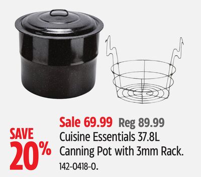 Cuisine Essentials 37.8L Canning Pot with 3mm Rack.