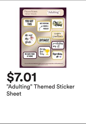 "Adulting" Themed Sticker Sheet