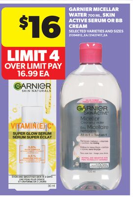GARNIER MICELLAR WATER 700 ML, SKIN ACTIVE SERUM OR BB CREAM