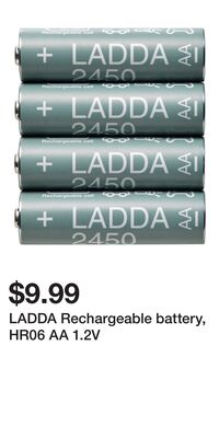LADDA Rechargeable battery, HR06 AA 1.2V