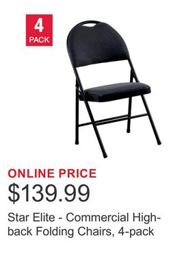 Star Elite - Commercial High-back Folding Chairs, 4-pack