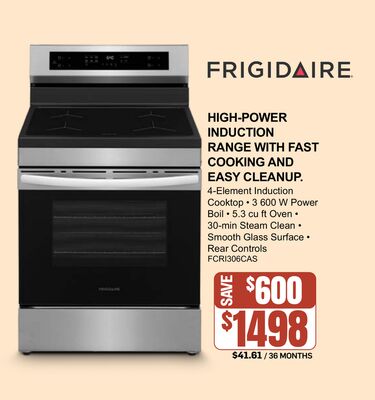 Frigidaire High-Power Induction Range With Fast Cooking And Easy Cleanup