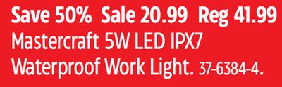 Mastercraft 5W LED IPX7 Waterproof Work Light.