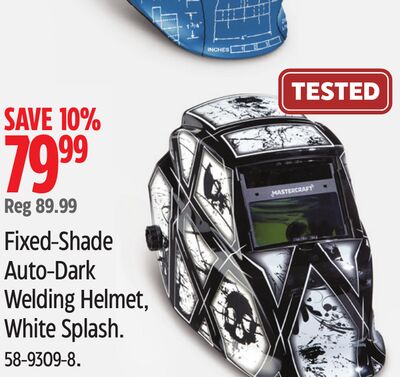 Mastercraft Fixed-Shade Auto-Dark Welding Helmet, White Splash