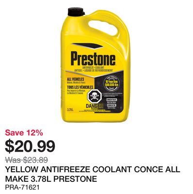YELLOW ANTIFREEZE COOLANT CONCE ALL MAKE 3.78L