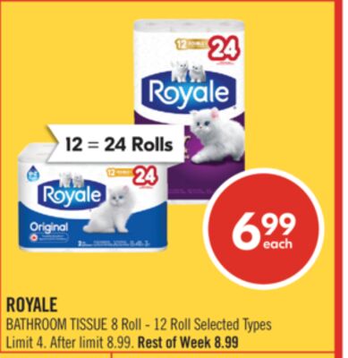 ROYALE BATHROOM TISSUE 8 Roll - 12 Roll