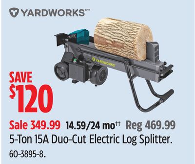 Yardworks 5-Ton 15A Duo-Cut Electric Log Splitter.