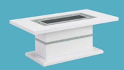 Garbo 52" Glam Coffee Table - White and Silver with Glitter Accents