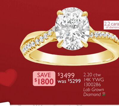 2.20 ctw 14K YWG 1300286 Lab Grown Diamond