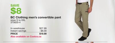 BC Clothing men's convertible pant