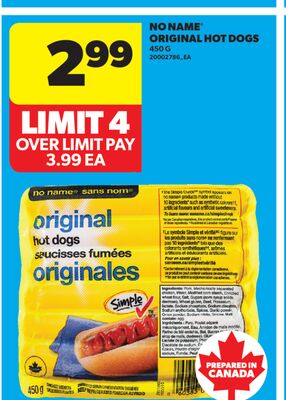 NO NAME® ORIGINAL HOT DOGS, 450 G