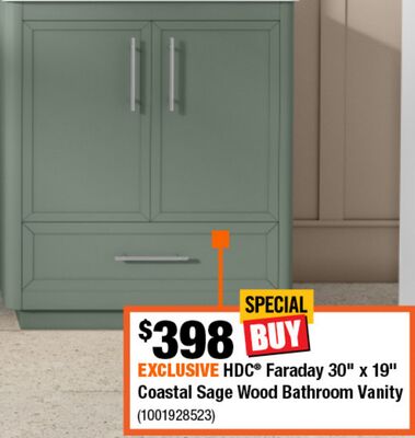 EXCLUSIVE HDC Faraday 30" x 19" Coastal Sage Wood Bathroom Vanity
