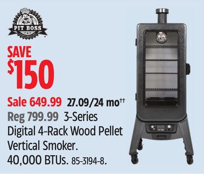 3-Series Digital 4-Rack Wood Pellet Vertical Smoker.