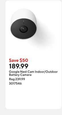 Google Nest Cam Indoor/Outdoor Battery Camera
