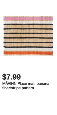 MÄVINN Place mat, banana fiber/stripe pattern