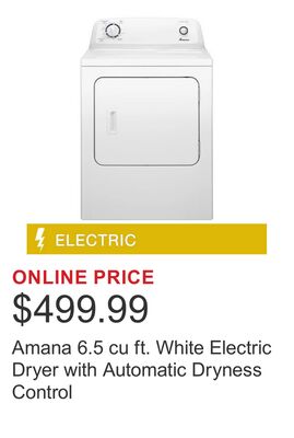 Amana 6.5 cu ft. White Electric Dryer with Automatic Dryness Control