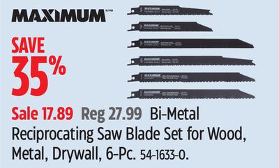MAXIMUM Bi-Metal Reciprocating Saw Blade Set for Wood