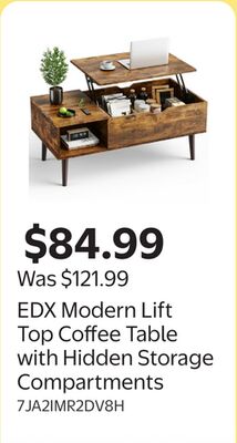 EDX Modern Lift Top Coffee Table with Hidden Storage Compartments