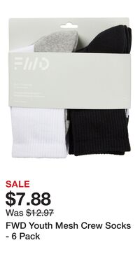 FWD Youth Mesh Crew Socks - 6 Pack