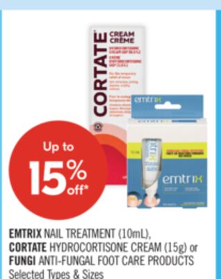 EMTRIX NAIL TREATMENT (10mL) CORTATE HYDROCORTISONE CREAM (15g) or FUNGI ANTI-FUNGAL FOOT CARE PRODUCTS